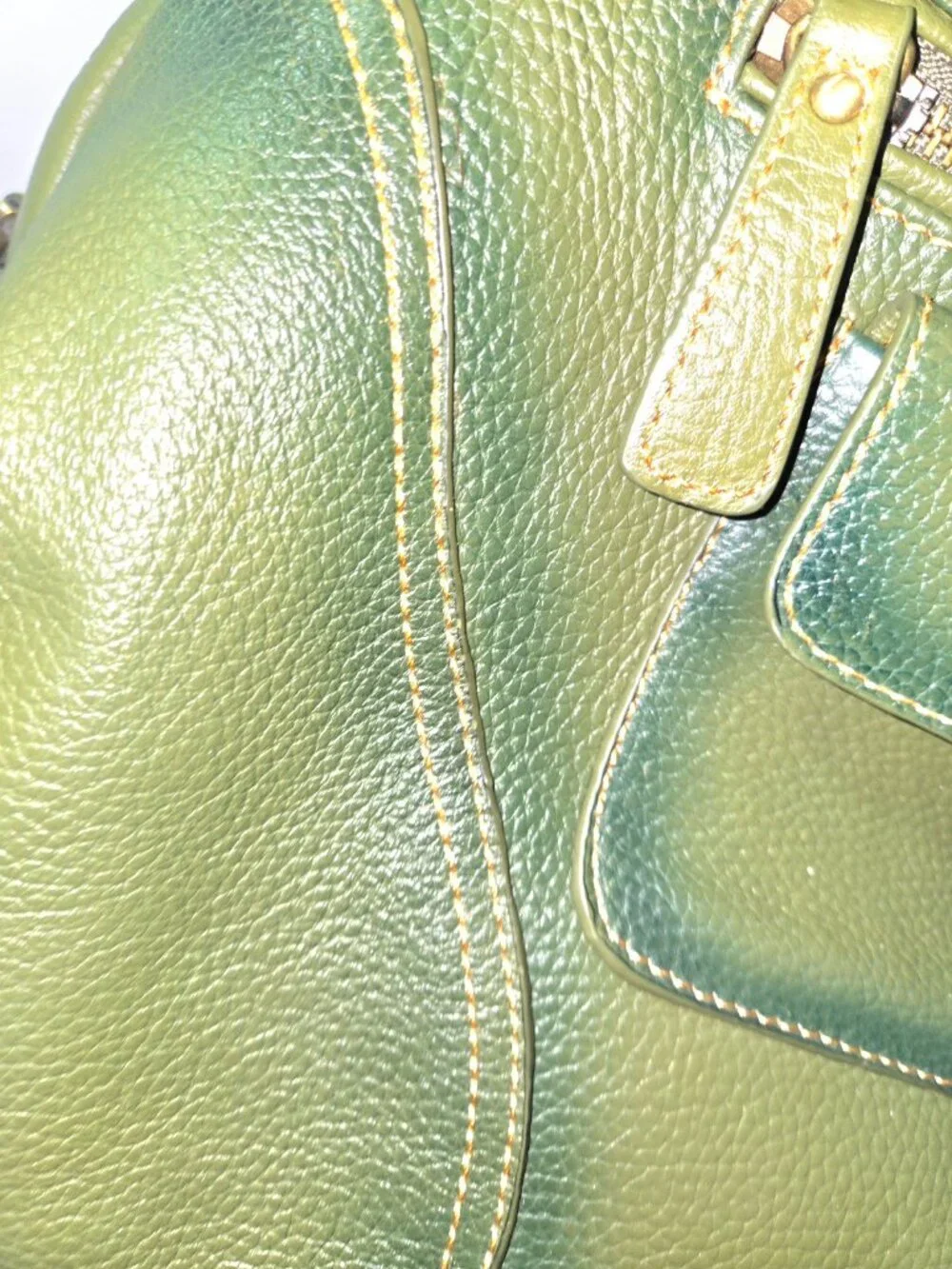 Sharif Olive Green Pebbled Satchel Handbag Crossbody Multi Pocket